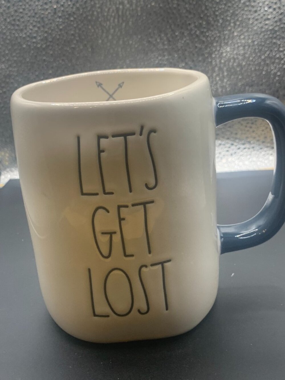 Rae Dunn " Let's Get Lost" Ceramic Creamy White 16oz Coffee Mug